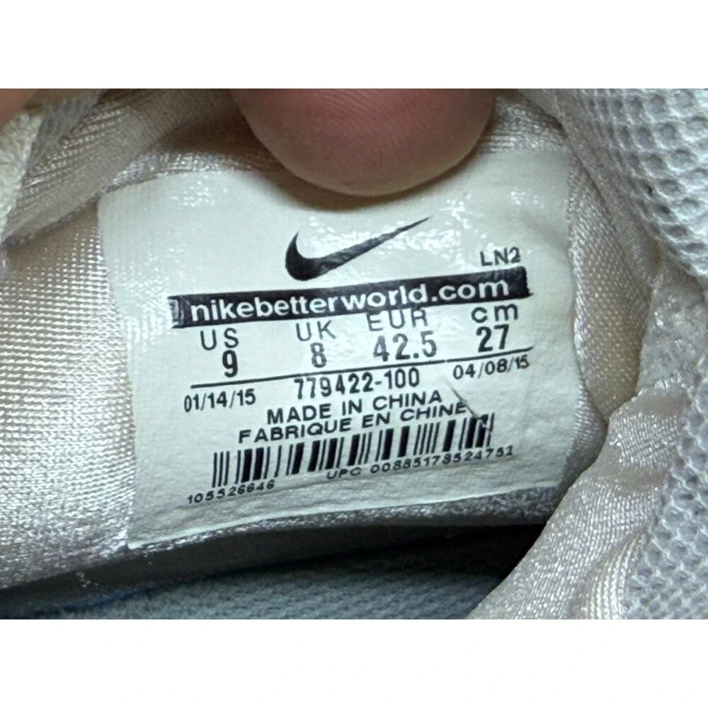 Nike Lunarbeast Elite TD Football Cleats Men's Size 9 White Silver 779422-100